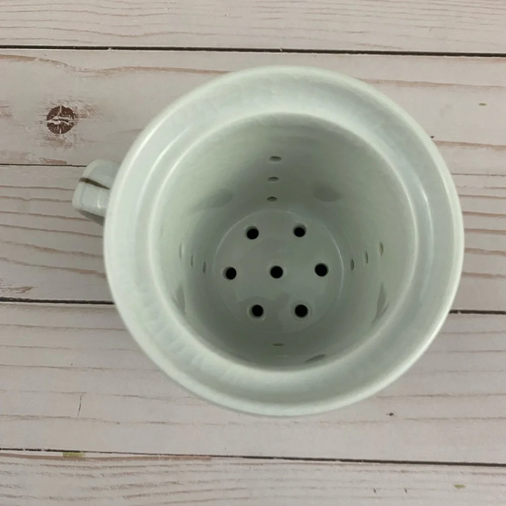 Pier 1 Imports Porcelain Tea Infuser Mug Birds & Blossoms Hand Painted NO LID
